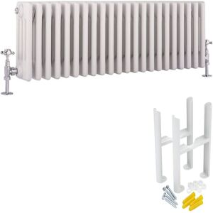 Milano - Windsor - Traditional White Cast Iron Style Horizontal Four Column Radiator with Feet - 300mm x 1010mm Milano - Windsor - Traditional White Cast Iron Style Horizontal Four Column Radiator with Feet - 300mm x 1010mm