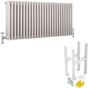 Milano - Windsor - Traditional White Cast Iron Style Horizontal Four Column Radiator with Feet - 600mm x 1190mm Milano - Windsor - Traditional White Cast Iron Style Horizontal Four Column Radiator with Feet - 600mm x 1190mm