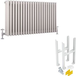 Milano - Windsor - Traditional White Cast Iron Style Horizontal Four Column Radiator with Feet - 600mm x 1010mm Milano - Windsor - Traditional White Cast Iron Style Horizontal Four Column Radiator with Feet - 600mm x 1010mm