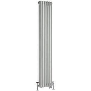 Milano - Windsor - Traditional White 1500mm x 290mm Cast Iron Style Vertical Double Column Dual Fuel Electric Radiator with Angled Thermostatic Milano - Windsor - Traditional White 1500mm x 290mm Cast Iron Style Vertical Double Column Dual Fuel Electric Radiator with Angled Thermostatic