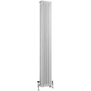 Milano - Windsor - Traditional White 1800mm x 290mm Cast Iron Style Vertical Triple Column Dual Fuel Electric Radiator with Angled Thermostatic Milano - Windsor - Traditional White 1800mm x 290mm Cast Iron Style Vertical Triple Column Dual Fuel Electric Radiator with Angled Thermostatic