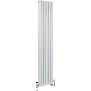 Milano Windsor - Traditional White 1800mm x 380mm Cast Iron Style Vertical Triple Column Dual Fuel Electric Radiator with Wi-Fi Thermostat and Angled Milano Windsor - Traditional White 1800mm x 380mm Cast Iron Style Vertical Triple Column Dual Fuel Electric Radiator with Wi-Fi Thermostat and Angled