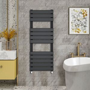 WarmeHaus Minimalist Heated Towel Rail Radiator Bathroom Flat Panel Black 1200 x 450mm WarmeHaus Minimalist Heated Towel Rail Radiator Bathroom Flat Panel Black 1200 x 450mm