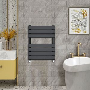 Warmehaus - Minimalist Heated Towel Rail Radiator Bathroom Flat Panel Black 650 x 500mm Warmehaus - Minimalist Heated Towel Rail Radiator Bathroom Flat Panel Black 650 x 500mm