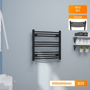 NRG Modern 600x600mm Black Curved Heated Towel Rail Radiator Bathroom Ladder Warmer NRG Modern 600x600mm Black Curved Heated Towel Rail Radiator Bathroom Ladder Warmer