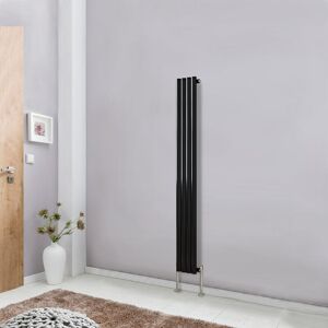 NRG - Black Modern Designer Radiator Oval Column Central Heating Rads Vertical Single 1600x236mm NRG - Black Modern Designer Radiator Oval Column Central Heating Rads Vertical Single 1600x236mm
