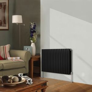 NRG - Black Modern Designer Radiator Oval Column Central Heating Rads Horizontal Double 600x1003mm NRG - Black Modern Designer Radiator Oval Column Central Heating Rads Horizontal Double 600x1003mm
