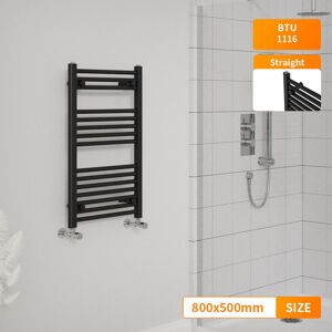 NRG Modern Designer Straight Heated Towel Rail Radiator Bathroom Ladder Warmer Rads 800x500mm Black NRG Modern Designer Straight Heated Towel Rail Radiator Bathroom Ladder Warmer Rads 800x500mm Black