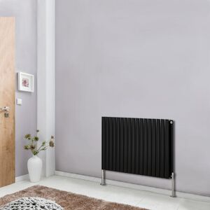 NRG - Modern Horizontal Column Designer Radiator Black 600x1003 Oval Double Panel - Home Livingroom Bedroom Bathroom Heater NRG - Modern Horizontal Column Designer Radiator Black 600x1003 Oval Double Panel - Home Livingroom Bedroom Bathroom Heater