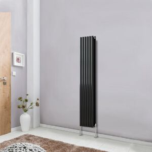 NRG - Modern Vertical Column Designer Radiator Black 1600x354 Oval Double Panel - Home Livingroom Bedroom Bathroom Heater NRG - Modern Vertical Column Designer Radiator Black 1600x354 Oval Double Panel - Home Livingroom Bedroom Bathroom Heater