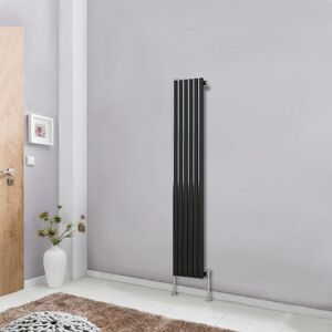 NRG - Modern Vertical Column Designer Radiator Black 1600x354 Oval Single Panel - Home Livingroom Bedroom Bathroom Heater NRG - Modern Vertical Column Designer Radiator Black 1600x354 Oval Single Panel - Home Livingroom Bedroom Bathroom Heater
