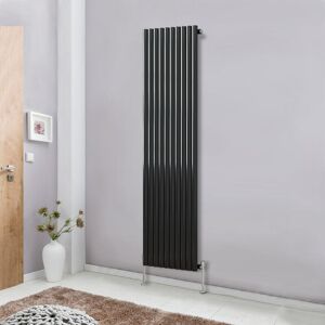 NRG - Modern Vertical Column Designer Radiator Black 1800x590 Oval Single Panel - Home Livingroom Bedroom Bathroom Heater NRG - Modern Vertical Column Designer Radiator Black 1800x590 Oval Single Panel - Home Livingroom Bedroom Bathroom Heater