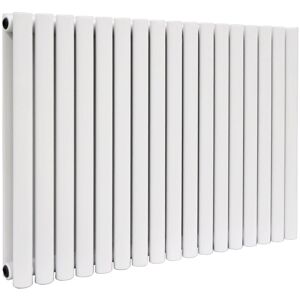 Warmehaus - Oval Panel Radiator White Horizontal Double 600x1003mm Warmehaus - Oval Panel Radiator White Horizontal Double 600x1003mm