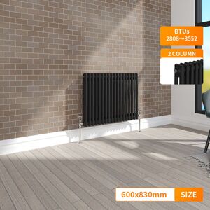 NRG - Black 2 Column Traditional Cast Iron Style Horizontal Vintage Radiator Rad 600 x 830mm NRG - Black 2 Column Traditional Cast Iron Style Horizontal Vintage Radiator Rad 600 x 830mm