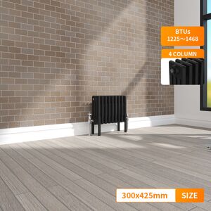 NRG - Black Traditional 4 Column Radiator Cast Iron Style Heating Rads Horizontal 300x425mm NRG - Black Traditional 4 Column Radiator Cast Iron Style Heating Rads Horizontal 300x425mm