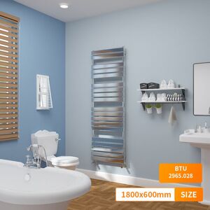 NRG - Heated Towel Rail Flat Panel Central Heating Bathroom Rad Radiator Chrome 1800x600mm NRG - Heated Towel Rail Flat Panel Central Heating Bathroom Rad Radiator Chrome 1800x600mm