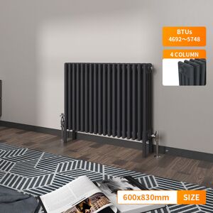 NRG - Traditional 4 Column Radiator Cast Iron Style Central Heating Rads Horizontal Anthracite 600x830mm NRG - Traditional 4 Column Radiator Cast Iron Style Central Heating Rads Horizontal Anthracite 600x830mm