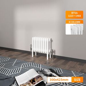 NRG - Traditional Radiator Vintage Cast Iron Style Rads Horizontal 4 Column White 300x425mm NRG - Traditional Radiator Vintage Cast Iron Style Rads Horizontal 4 Column White 300x425mm