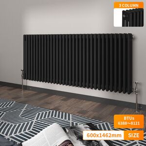 NRG - Traditional Vintage Cast Iron Style Radiator Black Horizontal 3 Column 600 x 1462mm NRG - Traditional Vintage Cast Iron Style Radiator Black Horizontal 3 Column 600 x 1462mm