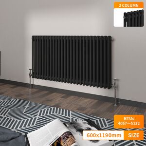NRG - Traditional Vintage Cast Iron Style Radiator Black Horizontal 2 Column 600 x 1190mm NRG - Traditional Vintage Cast Iron Style Radiator Black Horizontal 2 Column 600 x 1190mm