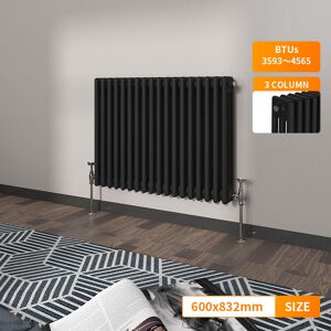 NRG - Traditional Vintage Cast Iron Style Radiator Horizontal Rad Black 3 Column 600 x 832mm NRG - Traditional Vintage Cast Iron Style Radiator Horizontal Rad Black 3 Column 600 x 832mm