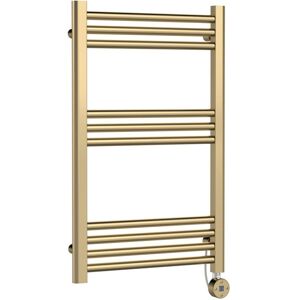 Nuie - Round Bar Electric Heated Towel Rail 800mm h x 500mm w - Brushed Brass Nuie - Round Bar Electric Heated Towel Rail 800mm h x 500mm w - Brushed Brass