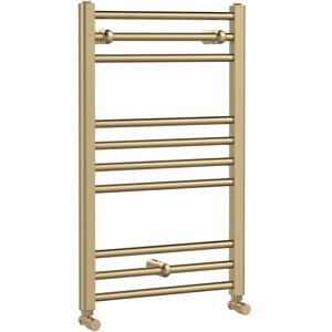 Lorica Straight Heated Ladder Towel Rail 800mm h x 500mm w - Brushed Brass - Nuie Lorica Straight Heated Ladder Towel Rail 800mm h x 500mm w - Brushed Brass - Nuie