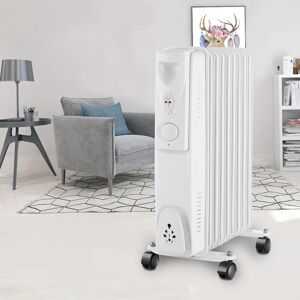 NRG - Oil Filled Radiator Portable Electric Heater Thermostat 9 Fin 2000W White NRG - Oil Filled Radiator Portable Electric Heater Thermostat 9 Fin 2000W White