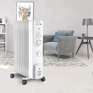 NRG - Oil Filled Radiator Portable Electric Heater Thermostat 9 Fin 2000W With Timer White NRG - Oil Filled Radiator Portable Electric Heater Thermostat 9 Fin 2000W With Timer White
