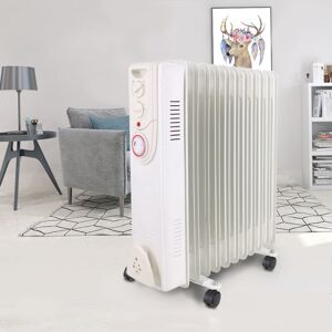 NRG - Oil Filled Radiator Portable Electric Heater Thermostat 11 Fin 2500W With Timer White NRG - Oil Filled Radiator Portable Electric Heater Thermostat 11 Fin 2500W With Timer White