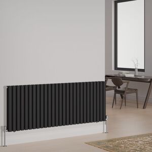 NRG - Designer Radiator Oval Column Central Heating Rads Horizontal Double 600x1593mm Black NRG - Designer Radiator Oval Column Central Heating Rads Horizontal Double 600x1593mm Black