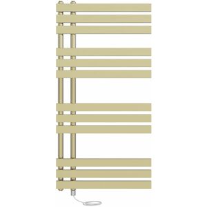 NRG - Prefilled Electric Heated Towel Rail D-shape Radiator Ladder Warmer Heating Rads 1200x600mm Brushed Brass NRG - Prefilled Electric Heated Towel Rail D-shape Radiator Ladder Warmer Heating Rads 1200x600mm Brushed Brass