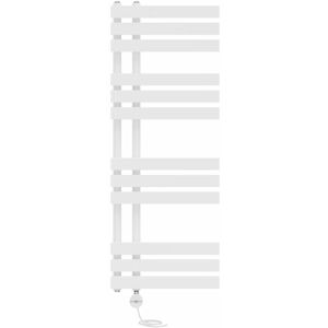 NRG - Prefilled Thermostatic D-shape Electric Heated Towel Rail Radiator Ladder Warmer 1200x450mm White NRG - Prefilled Thermostatic D-shape Electric Heated Towel Rail Radiator Ladder Warmer 1200x450mm White