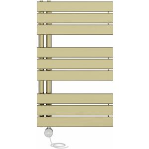 NRG - Prefilled Thermostatic Electric Designer Heated Towel Rail Flat Panel Warmer Rad 824x500mm Brushed Brass NRG - Prefilled Thermostatic Electric Designer Heated Towel Rail Flat Panel Warmer Rad 824x500mm Brushed Brass