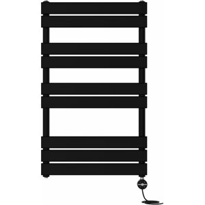NRG - Prefilled Thermostatic Electric Flat Panel Heated Towel Rail Ladder Warmer Radiator Black 1000x600mm NRG - Prefilled Thermostatic Electric Flat Panel Heated Towel Rail Ladder Warmer Radiator Black 1000x600mm