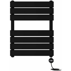 NRG - Prefilled Thermostatic Electric Flat Panel Heated Towel Rail Ladder Warmer Radiator Black 650x500mm NRG - Prefilled Thermostatic Electric Flat Panel Heated Towel Rail Ladder Warmer Radiator Black 650x500mm