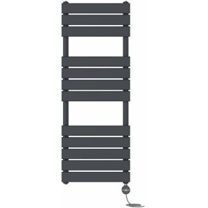 NRG - Prefilled Thermostatic Electric Flat Panel Heated Towel Rail Ladder Warmer Radiator Anthracite 1200x450mm NRG - Prefilled Thermostatic Electric Flat Panel Heated Towel Rail Ladder Warmer Radiator Anthracite 1200x450mm
