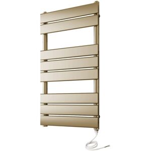 MANISSA Richmond Electric Heated Towel Rail Brushed Brass 400mm W x 800mm H Flat Panel Bathroom Radiator MANISSA Richmond Electric Heated Towel Rail Brushed Brass 400mm W x 800mm H Flat Panel Bathroom Radiator