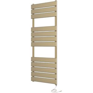 MANISSA Richmond Electric Heated Towel Rail 400mm W x 1200mm H Brushed Brass Flat Panel Bathroom Radiator MANISSA Richmond Electric Heated Towel Rail 400mm W x 1200mm H Brushed Brass Flat Panel Bathroom Radiator