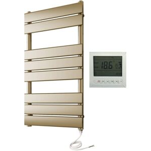 MANISSA Richmond Electric Heated Towel Rail Brushed Brass 400mm W x 800mm H Flat Panel Bathroom Radiator + 7 Day Programmble Timer/Thermostat MANISSA Richmond Electric Heated Towel Rail Brushed Brass 400mm W x 800mm H Flat Panel Bathroom Radiator + 7 Day Programmble Timer/Thermostat