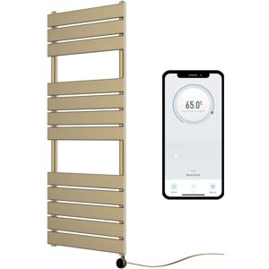 MANISSA Richmond WiFi Smart Electric Heated Towel Rail Brushed Brass Flat Panel 500mm W x 1200mm H MANISSA Richmond WiFi Smart Electric Heated Towel Rail Brushed Brass Flat Panel 500mm W x 1200mm H