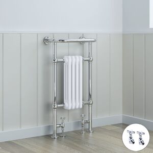 WARMEHAUS Traditional Chrome&White Towel Rail Radiator & Valves 940x479mm WARMEHAUS Traditional Chrome&White Towel Rail Radiator & Valves 940x479mm