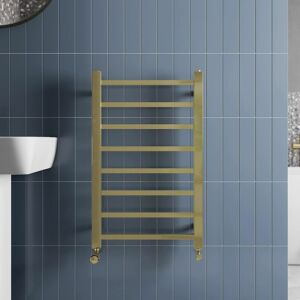 Duratherm - Solaro Brushed Brass Heated Towel Rail Square Bar Bathroom Radiator Ladder Wall Mounted 800 x 500mm Duratherm - Solaro Brushed Brass Heated Towel Rail Square Bar Bathroom Radiator Ladder Wall Mounted 800 x 500mm