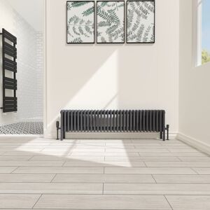 NRG - Traditional 4 Column Radiator Cast Iron Style Heating Rads Horizontal Anthracite 300x1460mm NRG - Traditional 4 Column Radiator Cast Iron Style Heating Rads Horizontal Anthracite 300x1460mm
