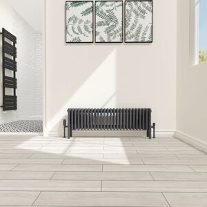 NRG - Traditional 4 Column Radiator Cast Iron Style Heating Rads Horizontal Anthracite 300x1190mm NRG - Traditional 4 Column Radiator Cast Iron Style Heating Rads Horizontal Anthracite 300x1190mm