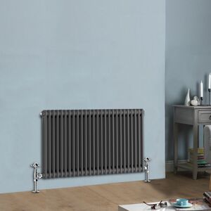 NRG - Cast Iron Style Radiator Traditional Anthracite Central Heating Rads Horizontal 2 Column 600x1190mm NRG - Cast Iron Style Radiator Traditional Anthracite Central Heating Rads Horizontal 2 Column 600x1190mm