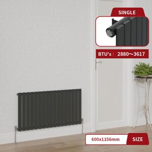 Warmehaus - Anthracite Flat Panel Radiator Horizontal Single Panel 600x1156mm Warmehaus - Anthracite Flat Panel Radiator Horizontal Single Panel 600x1156mm