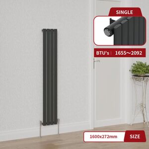 Warmehaus - Anthracite Flat Panel Radiator Vertical Single Panel 1600x272mm Warmehaus - Anthracite Flat Panel Radiator Vertical Single Panel 1600x272mm