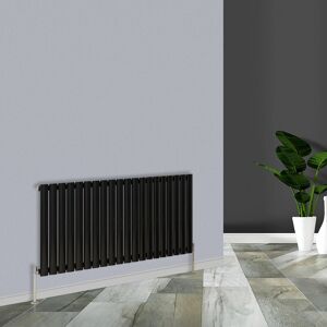 Warmehaus - Black Radiator Horizontal Oval Single Panel 600x1180mm Warmehaus - Black Radiator Horizontal Oval Single Panel 600x1180mm