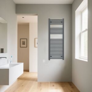 Warmehaus - Curved Anthracite Electric Heated Towel Rail Manual 1200x450mm Warmehaus - Curved Anthracite Electric Heated Towel Rail Manual 1200x450mm